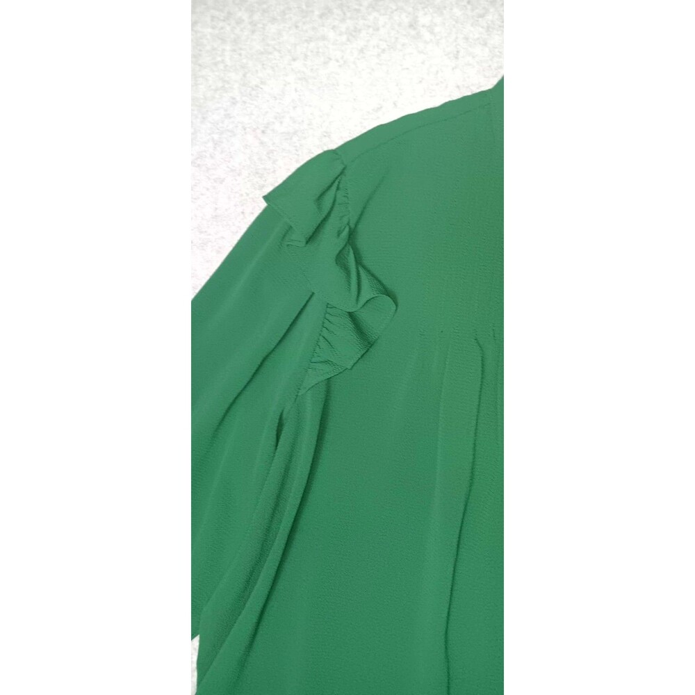 Cece Long Sleeve Pin Tuck Ruffled Blouse 3XL Alpine Green Pleated Peasant Button - Picture 4 of 12